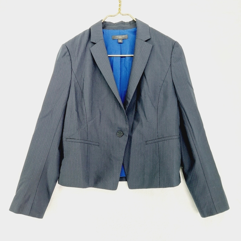 Ann Taylor Black Long Sleeve One Button Classic Formal Blazer 6068